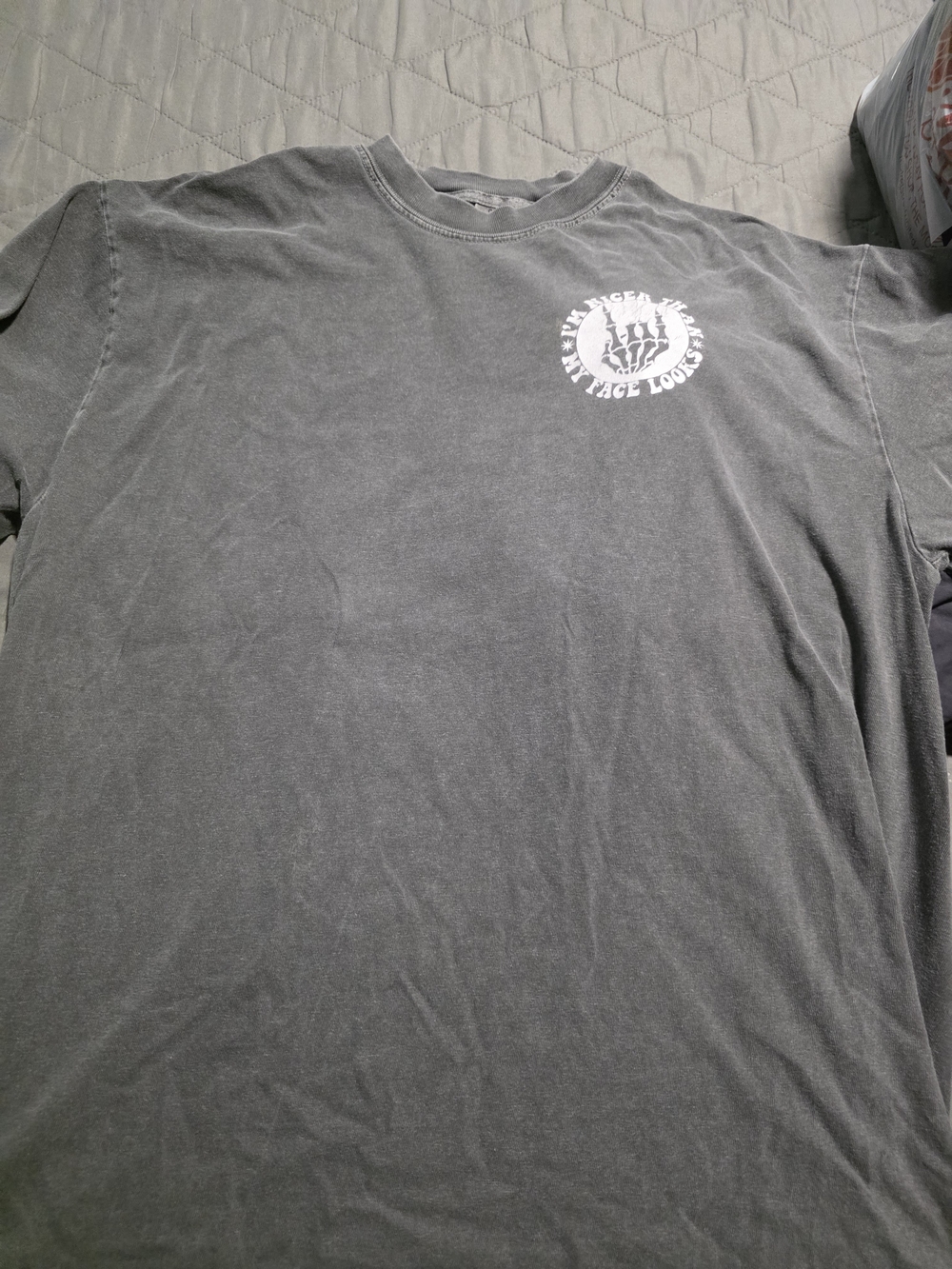 Comfort Colors Gray Short Sleeve Crewneck Tee with White Chest Graphic